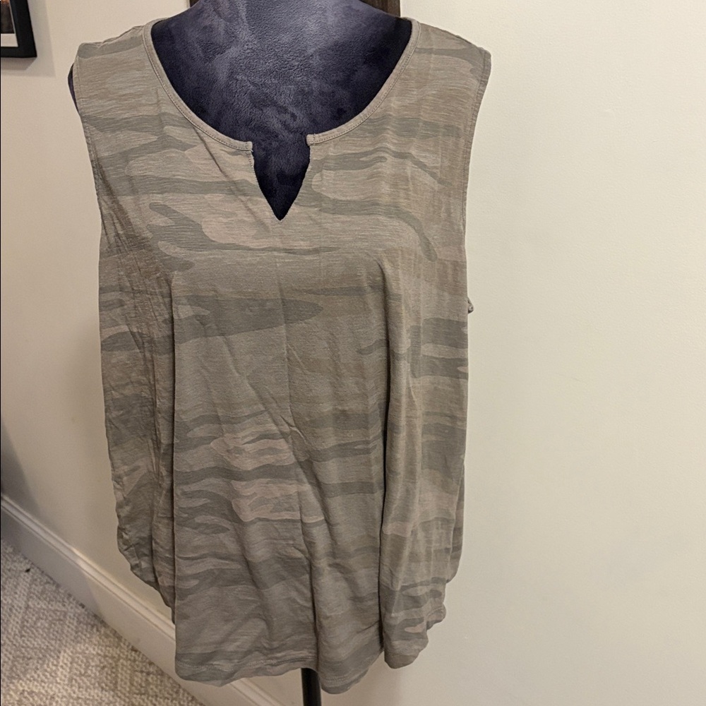 Natural Reflections Olive Camouflage Tank Top